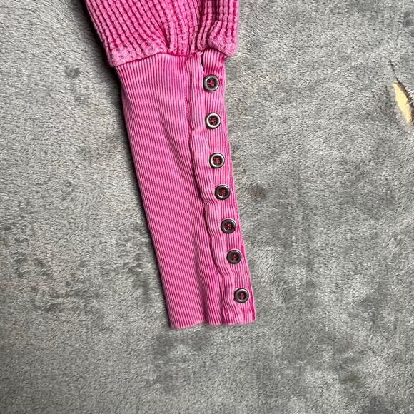 Free People Wesley Thermal Pink XS Boho Lounge Wear Everyday Staple - Picture 2 of 7